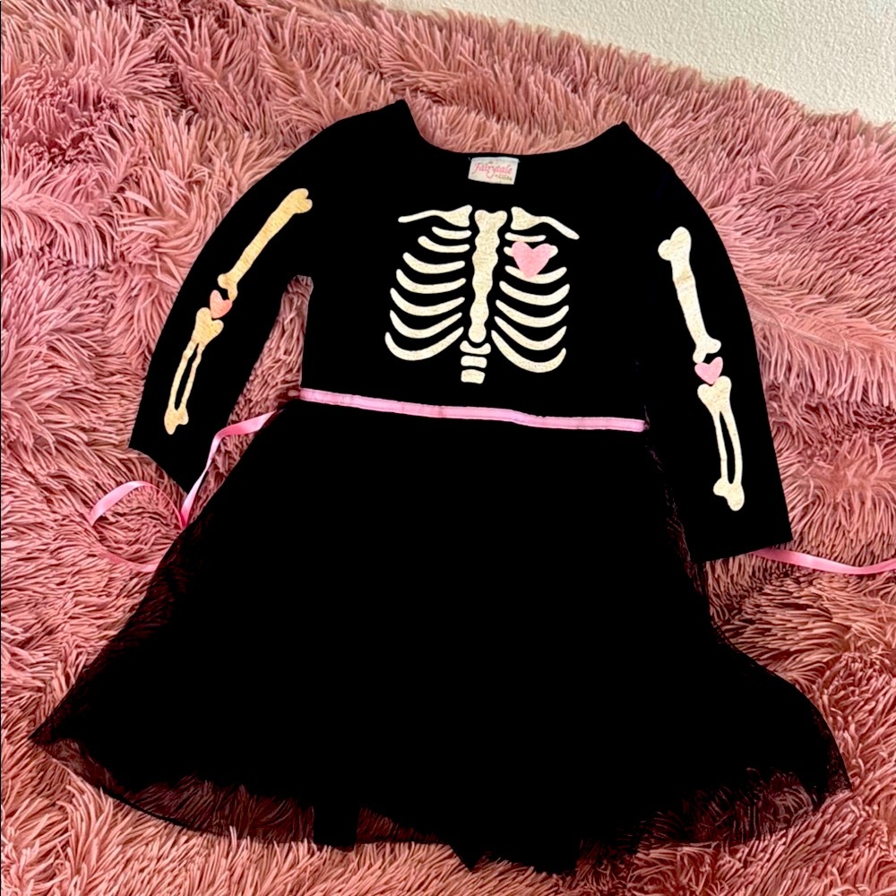Black and Pink Skeleton Halloween Costume Dress
